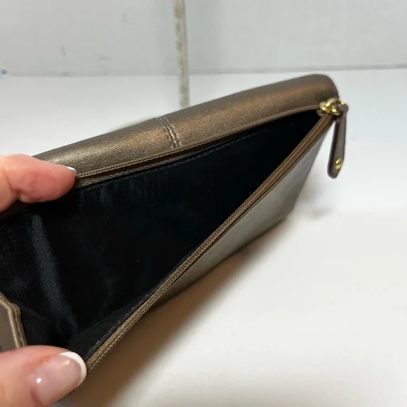 Coach Pewter Metallic Logo Wallet - Picture 6 of 8